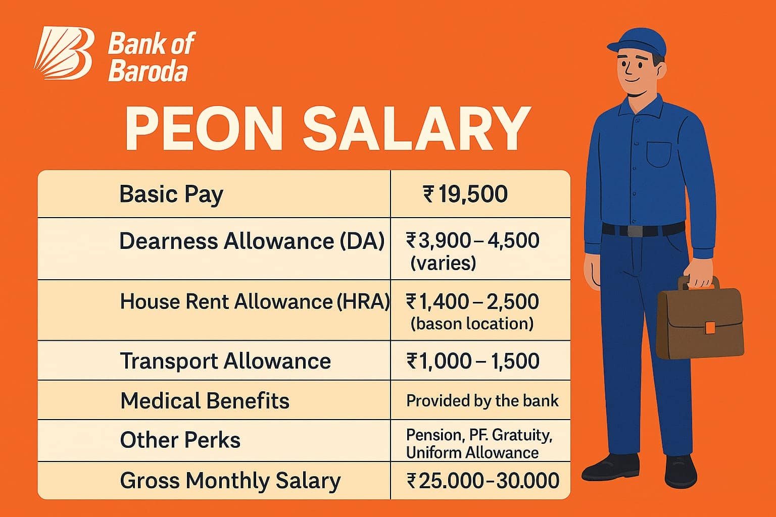 Bank of Baroda Peon Salary Structure